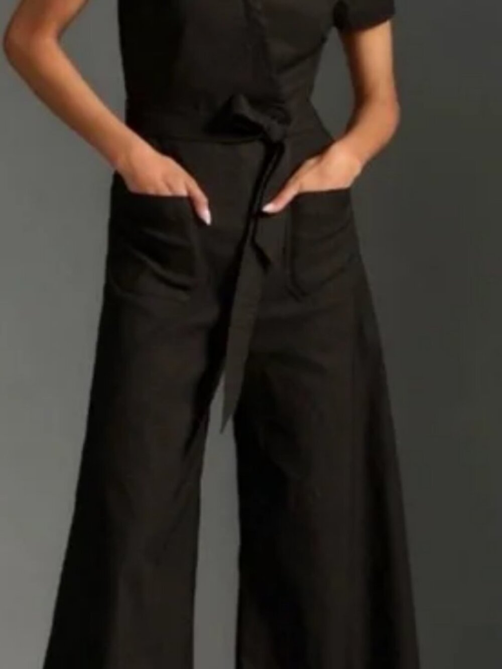 Anthropologie Black Short-Sleeve Jumpsuit